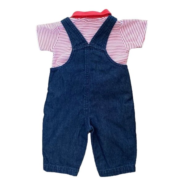 Child of Mine Awesome Guy Overalls and Malin Calin Stripe Polo T-Shirt 0-3M - Picture 2 of 7